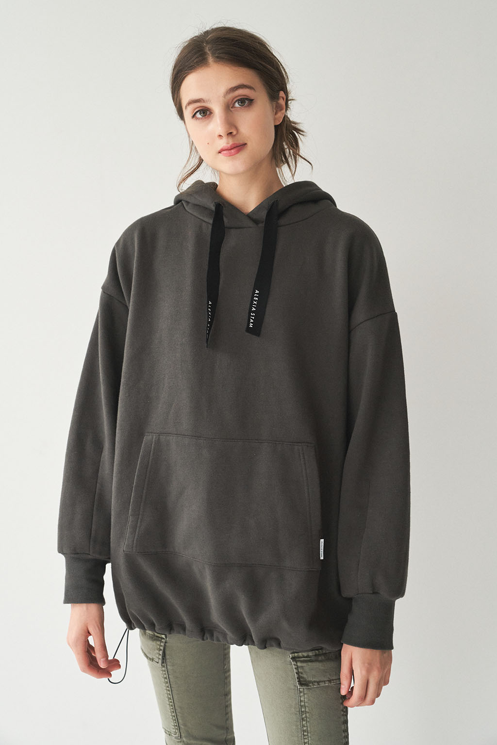 drawstring hem hoodie