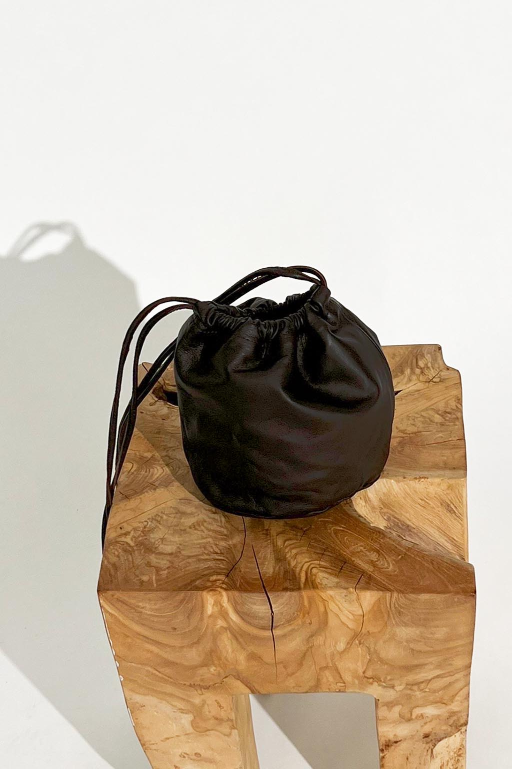 Small Drawstring Bag Dark Brown - ALEXIA STAM