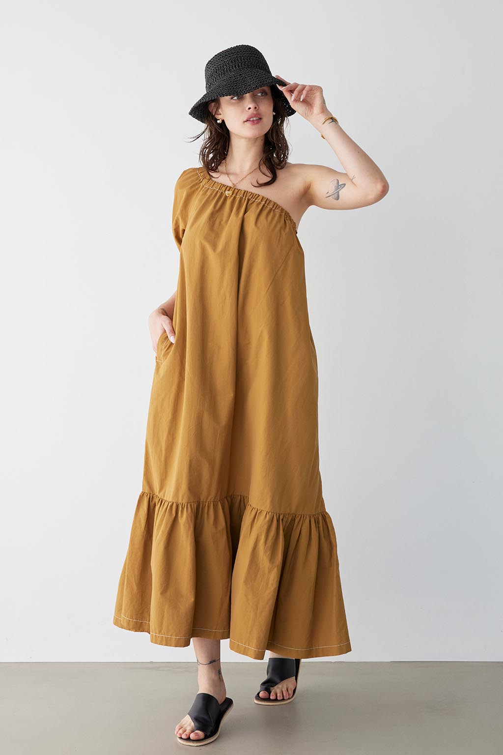 One Shoulder Flare Long Dress