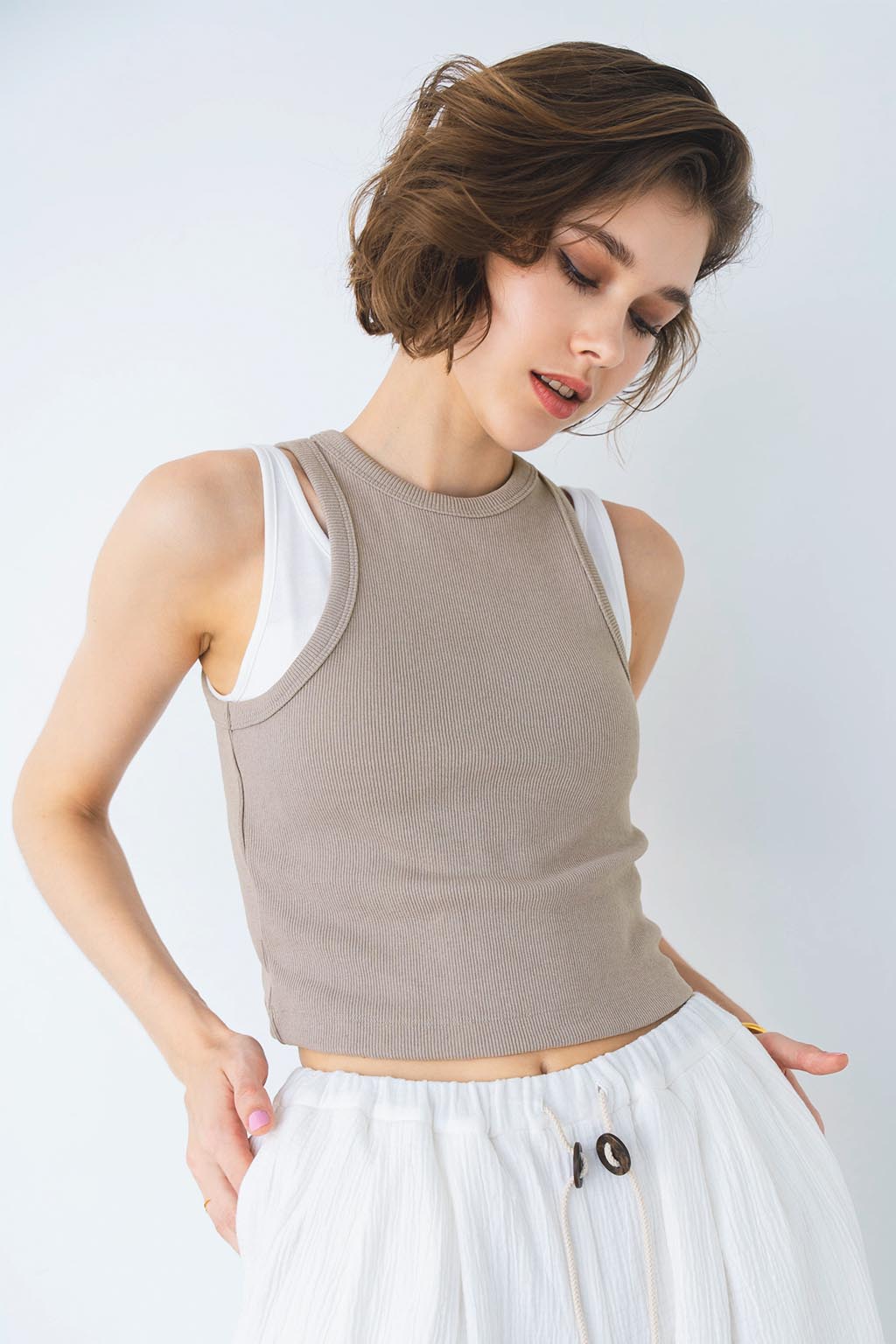 メール便送料無料対応可】 ALEXIA Top Tank Rib Layered STAM タンク