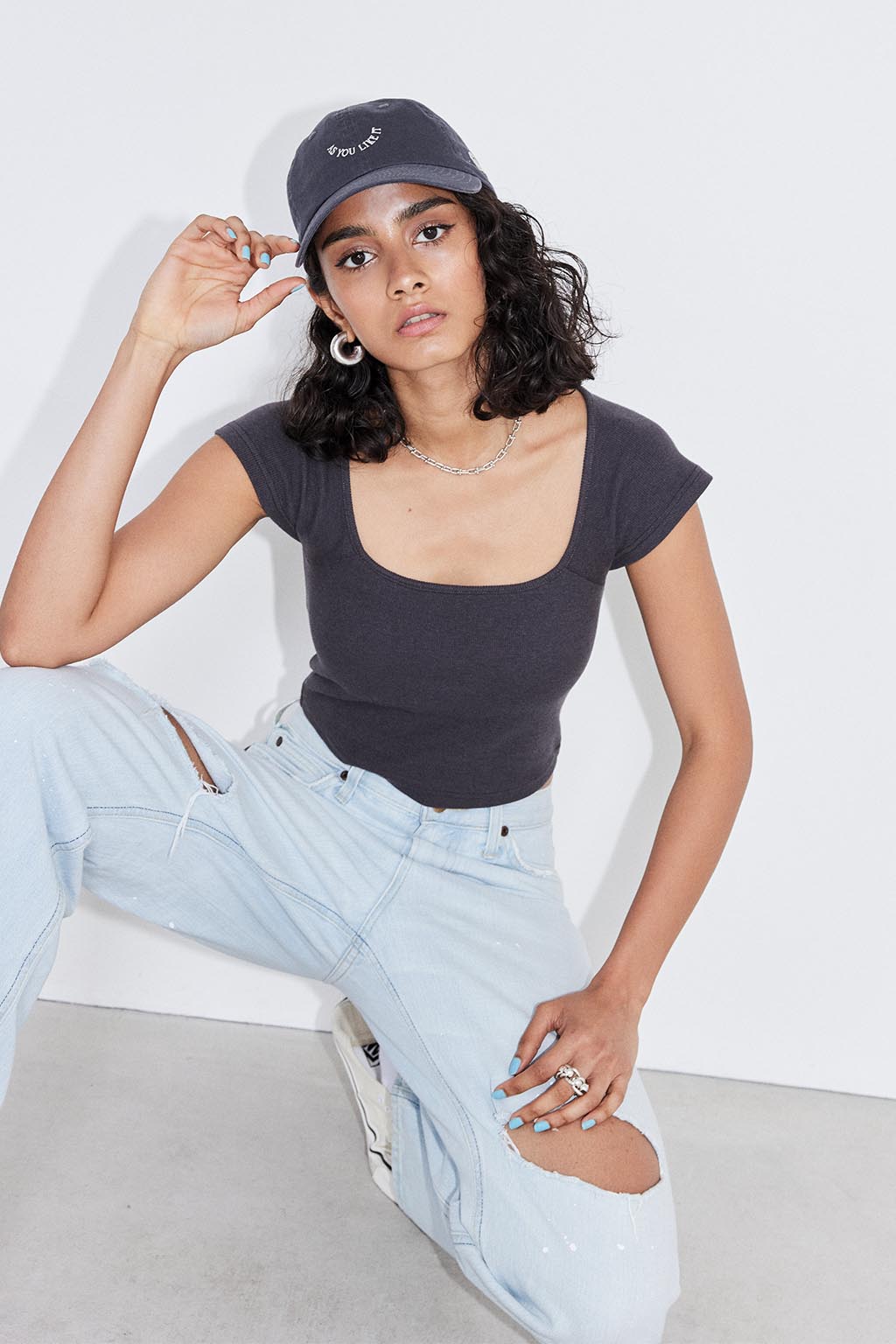 Wellness Rib Square Neck Cropped Top | ALEXIA STAM