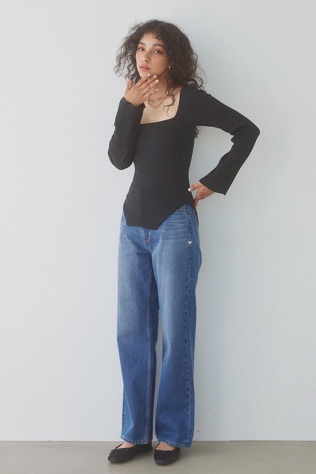 Heart Straight Denim Pants Blue | ALEXIA STAM