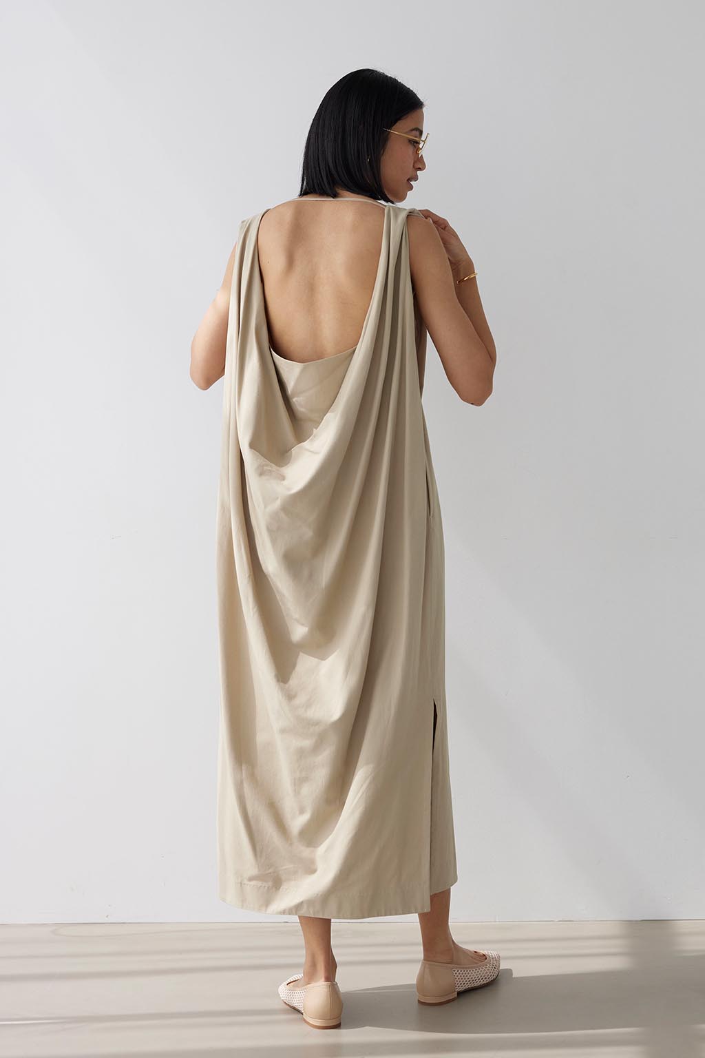 Drape Back V Neck Dress | ALEXIA STAM