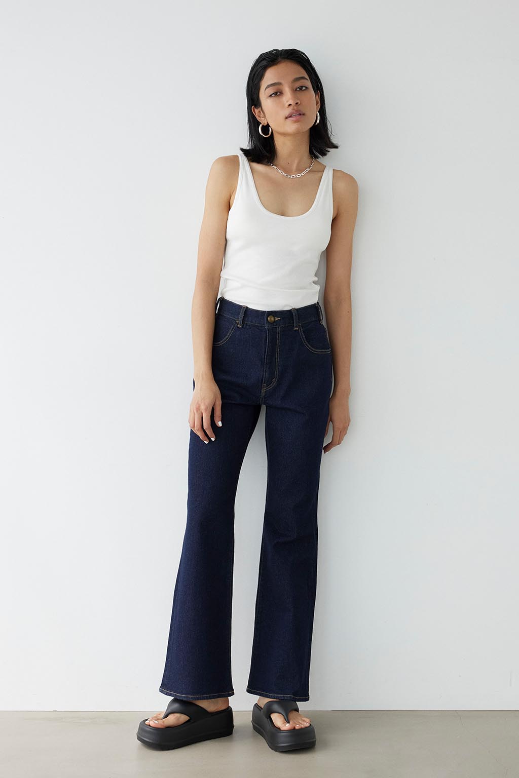 Stretch Flare Denim Pants Indigo | ALEXIA STAM