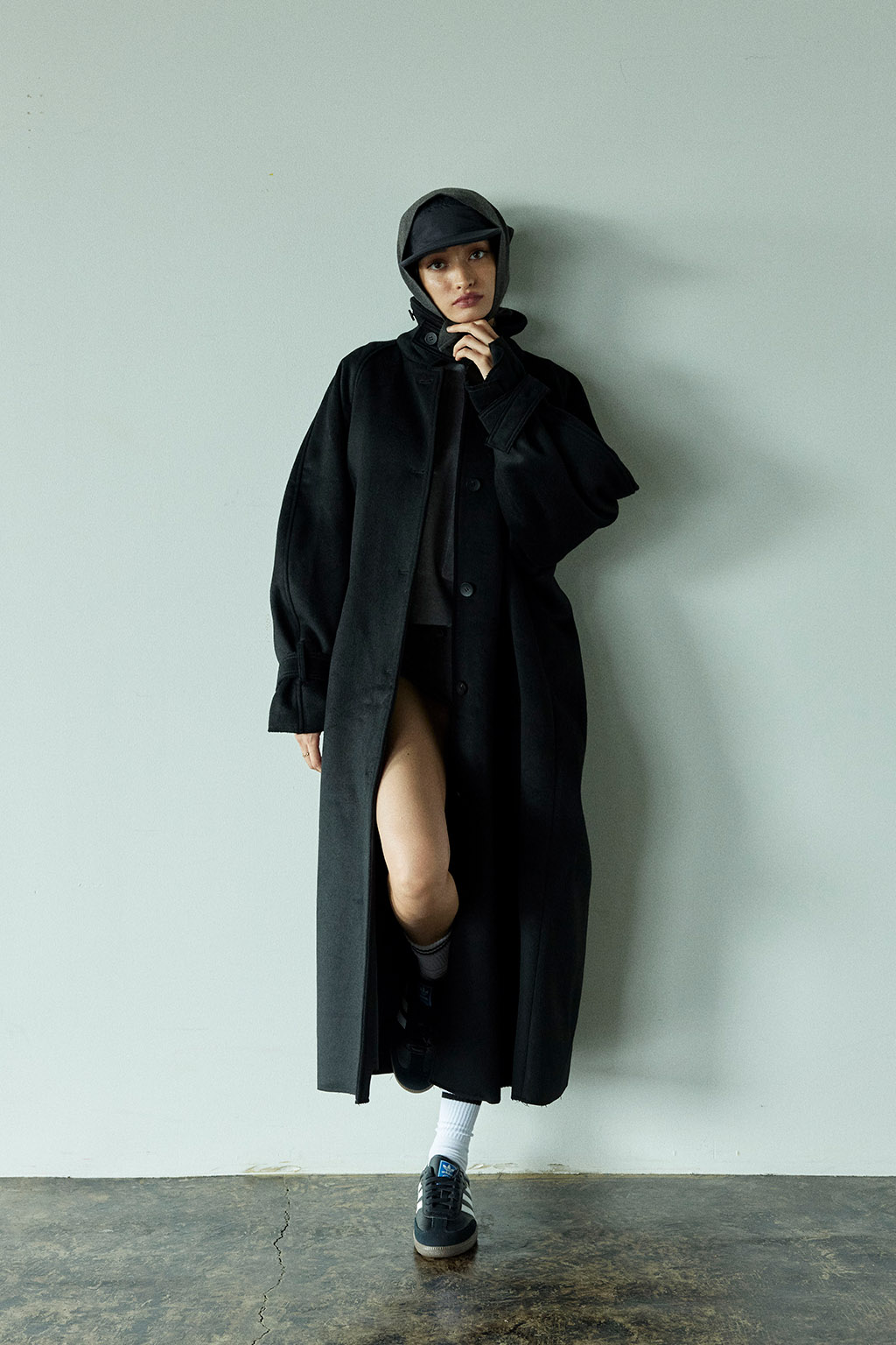 Cocoon Sleeve Long Coat Black | ALEXIA STAM