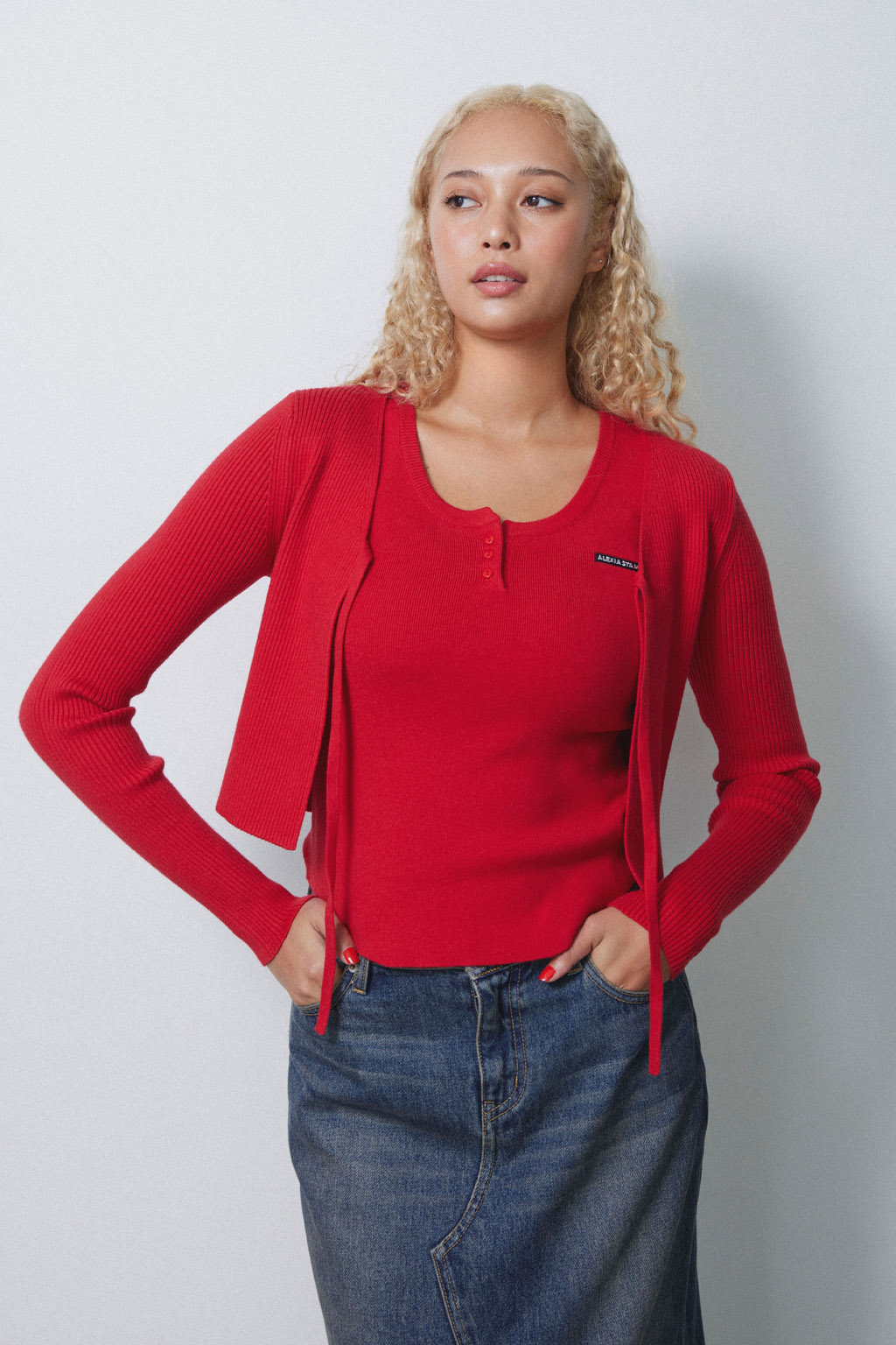 ALEXIA STAM リボンカーディガン 新品☆ALEXIA STAM リボン