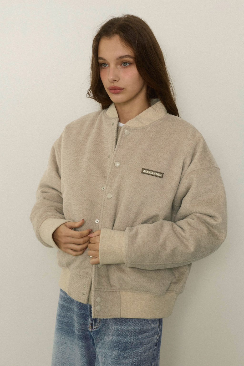 アリシアスタン　Logo Wool Blouson Beige Logo Wool Blouson Beige | ALEXIA STAM