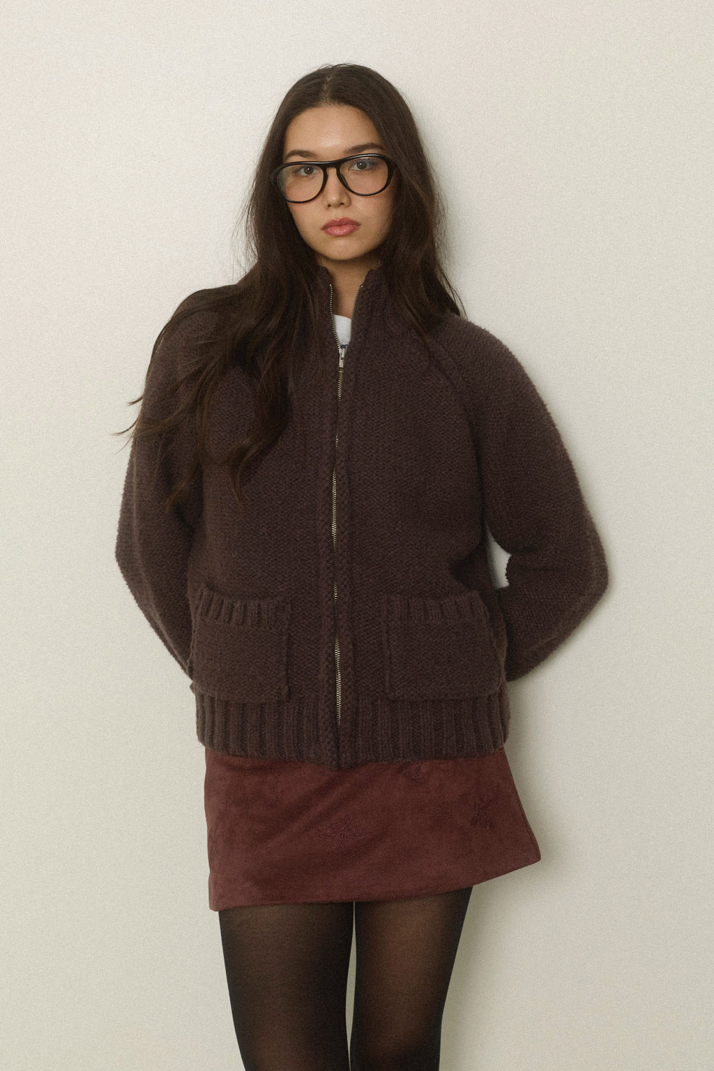 Zip Up Knit Cardigan | ALEXIA STAM