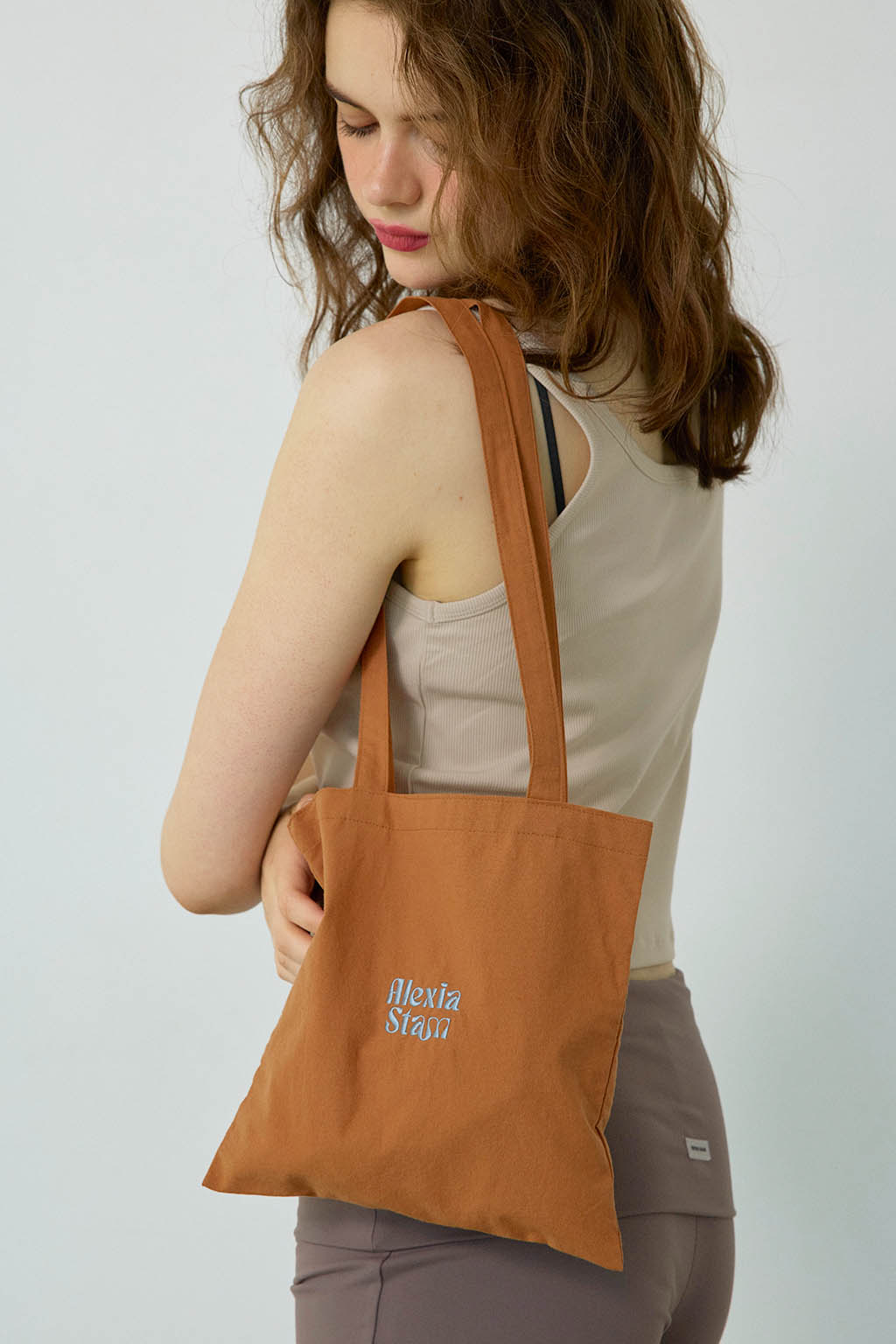 ALEXIA STAM ロゴ入りトートバッグ（パープルorグリーン） Embroidered Logo Tote Bag | ALEXIA STAM