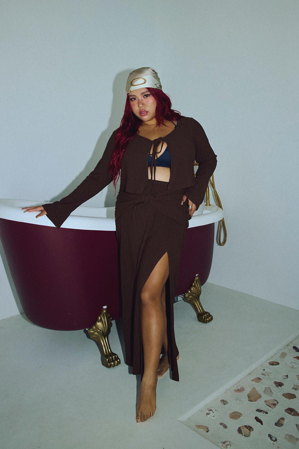 Jessica x ALEXIA STAM] Cover Up Skirt Brown | ALEXIA STAM