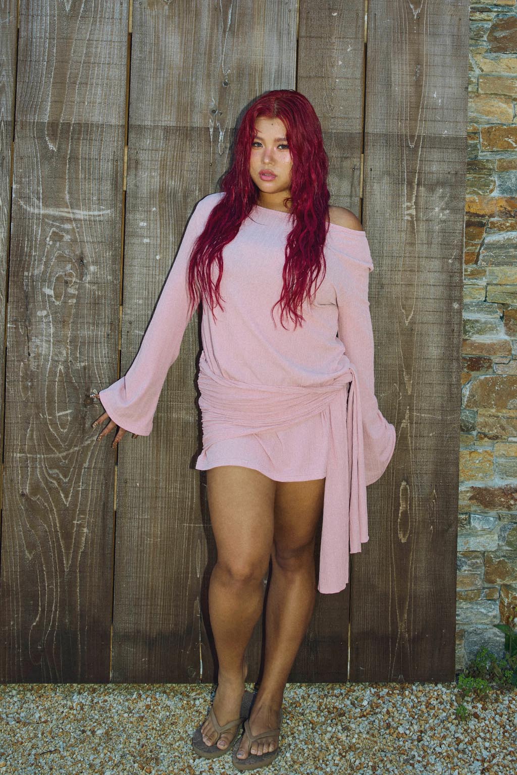 ワンピース k [JessicaxALEXIASTAM] CoverUp Long Jessica x ALEXIA STAM] Cover Up Long Sleeve Top Pink | ALEXIA STAM