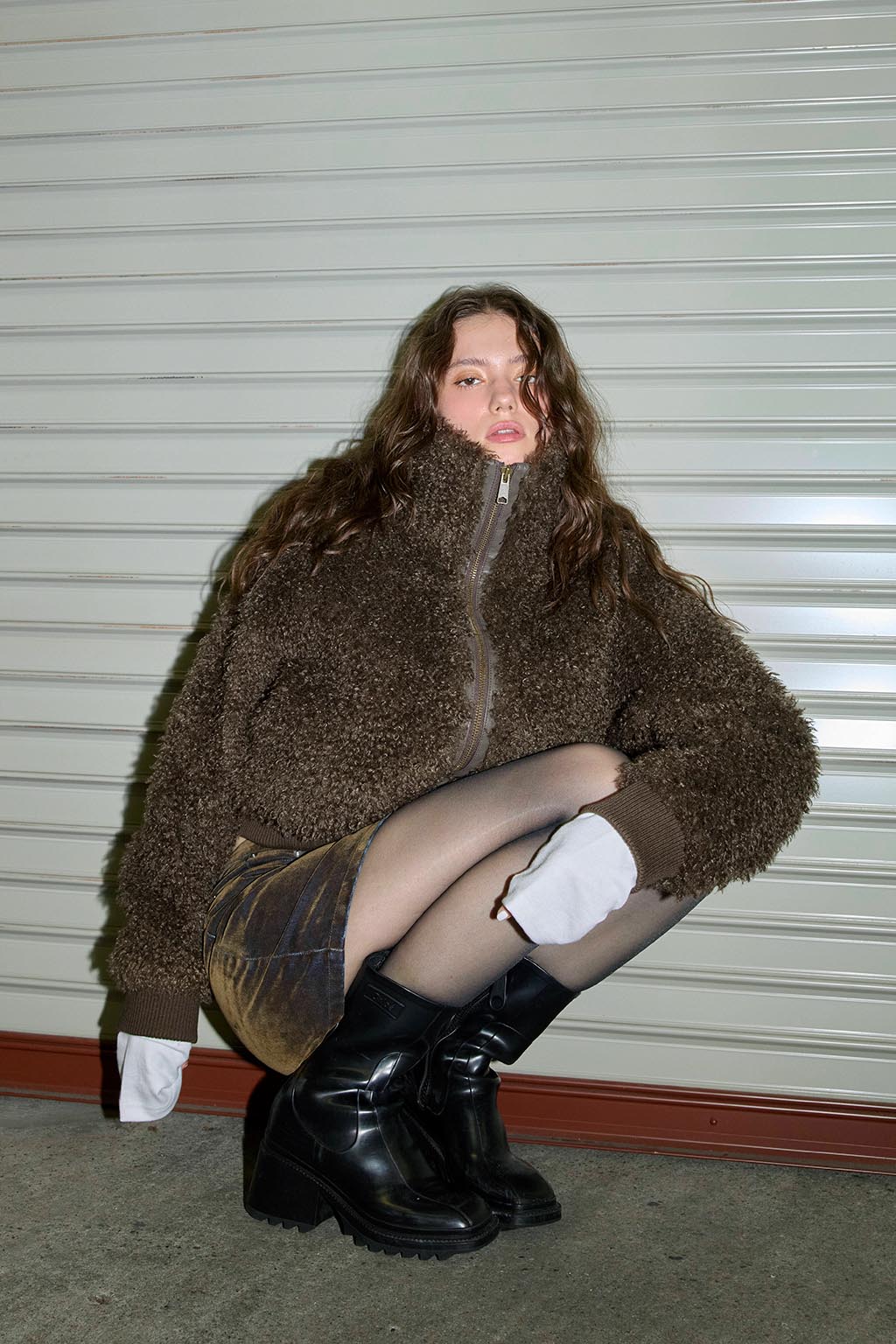 Curly Faux Fur Blouson Espresso | ALEXIA STAM