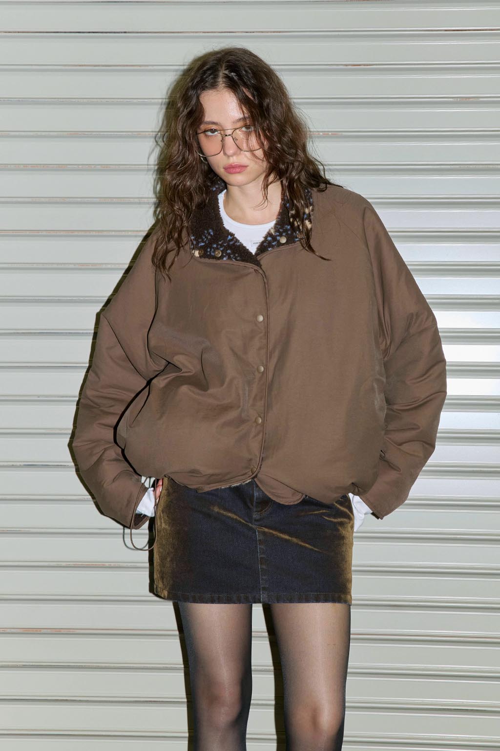 Reversible Floral Boa Jacket Brown | ALEXIA STAM