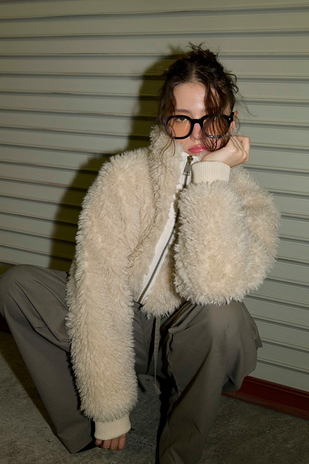 Curly Faux Fur Blouson Vanilla | ALEXIA STAM