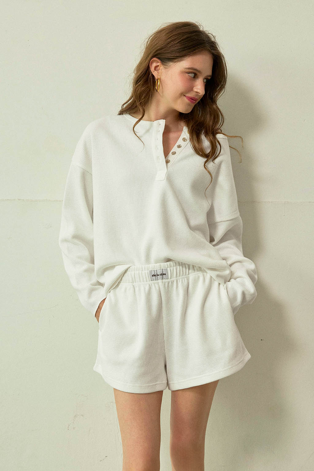 Waffle Henley Top | ALEXIA STAM