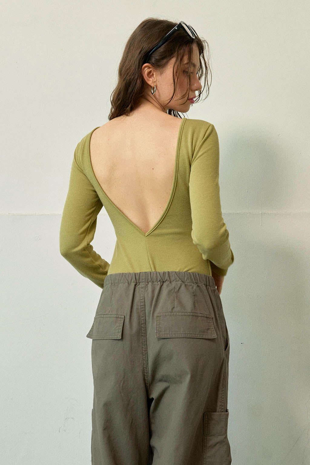 Back V Neck Long Sleeve Bodysuit | ALEXIA STAM